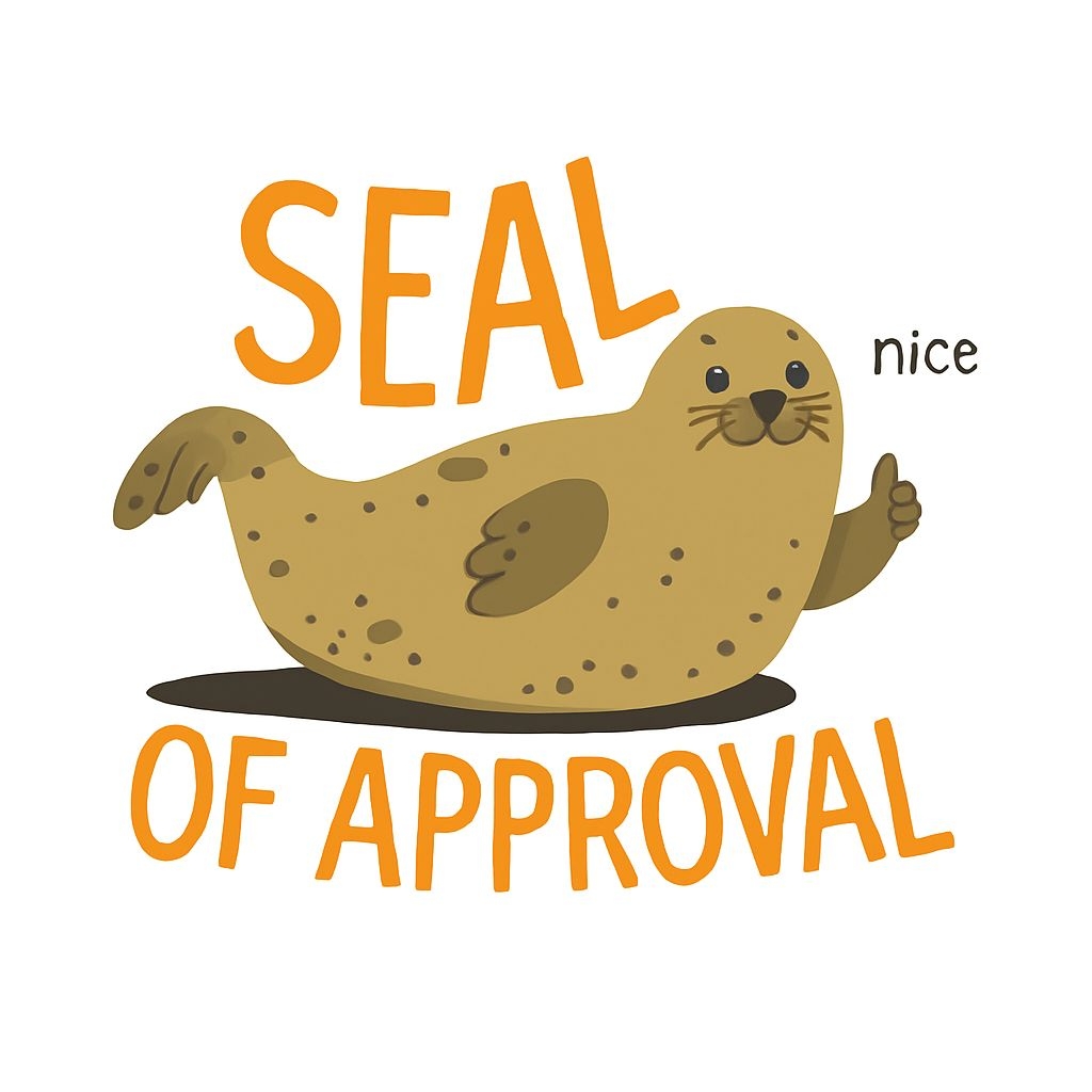 Cheerful Seal Giving Thumbs-Up with Approval Text Sticker