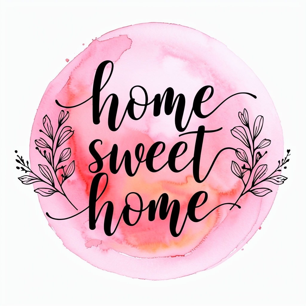 Watercolor Home Sweet Home Calligraphy Illustration Mug