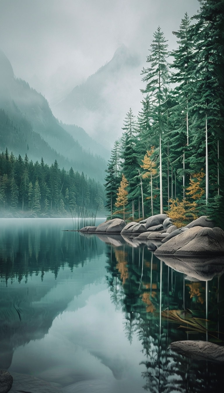 Tranquil Lake Reflection Landscape Art Phone Case Cover