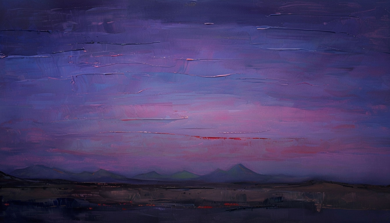 Serene Twilight Landscape Painting with Colorful Sky Virtual Backgrounds