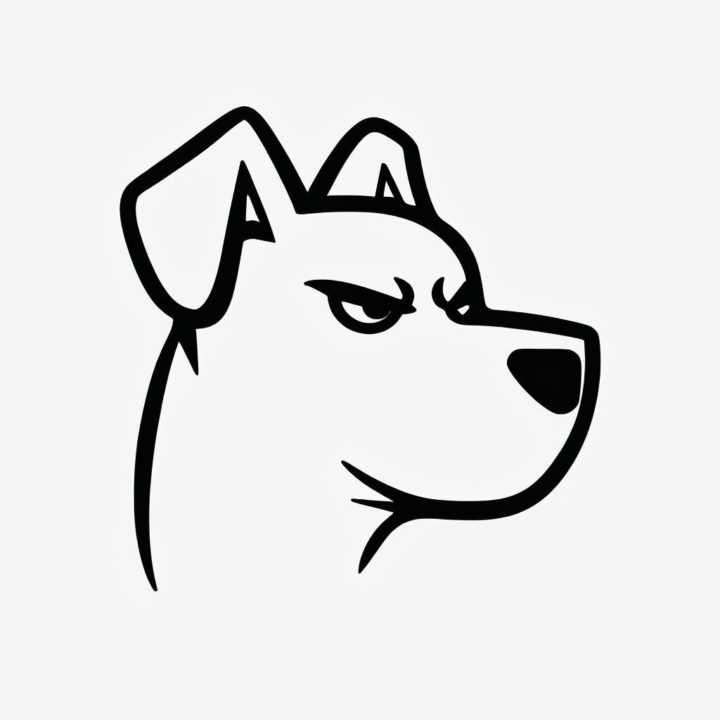Minimalist Black Line Drawing of Dog's Head Sticker