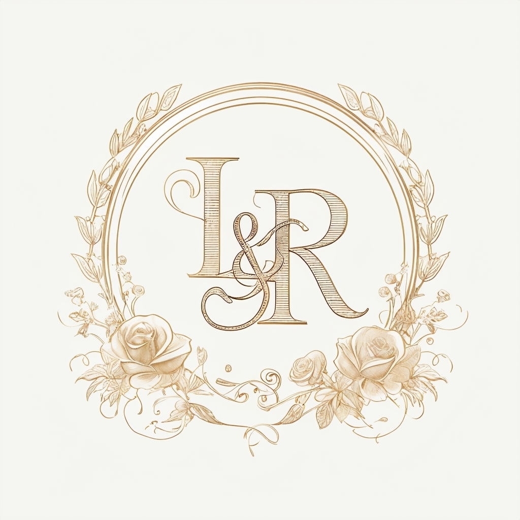 Elegant Intertwined LR Monogram with Floral Embellishments Monogram