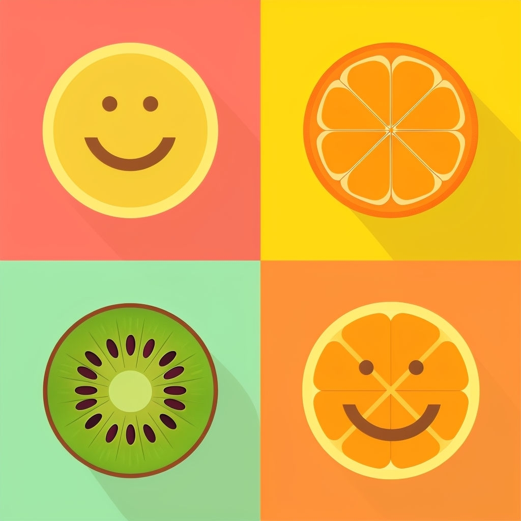 Cheerful Cartoon Fruit Slices with Faces Seamless Pattern