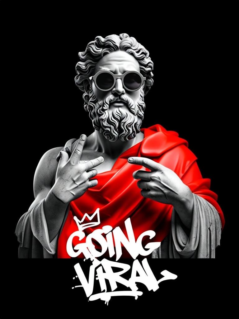 Bearded Statue in Red Cloak with Sunglasses T-Shirt