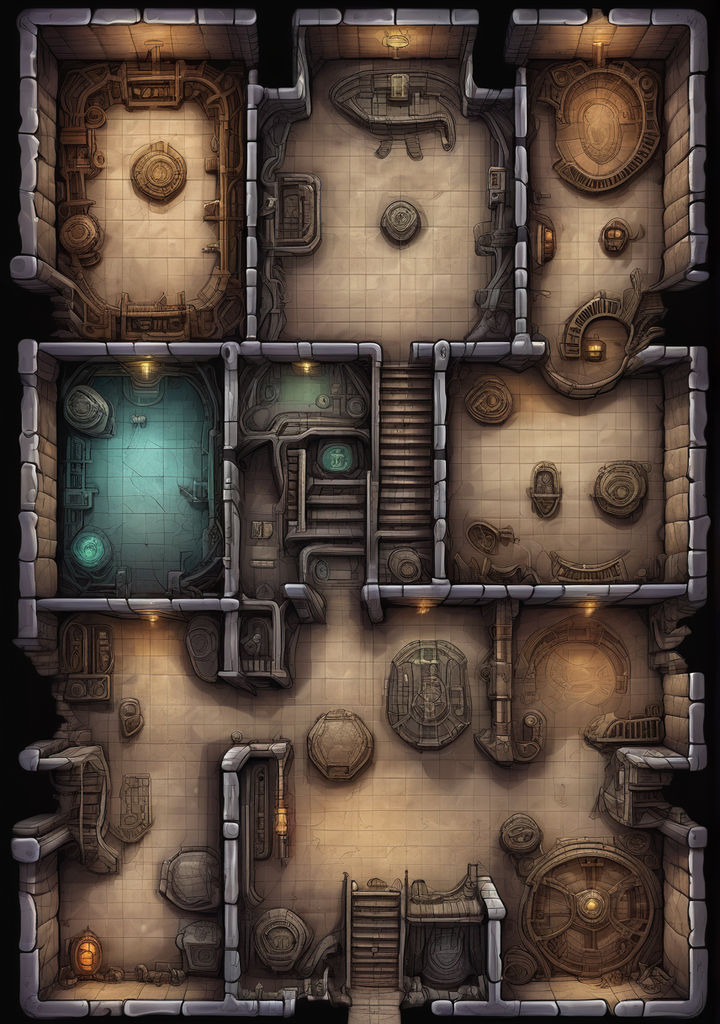RPG game orthogonal 2D map showcasing an indoor alien dungeo... by ...