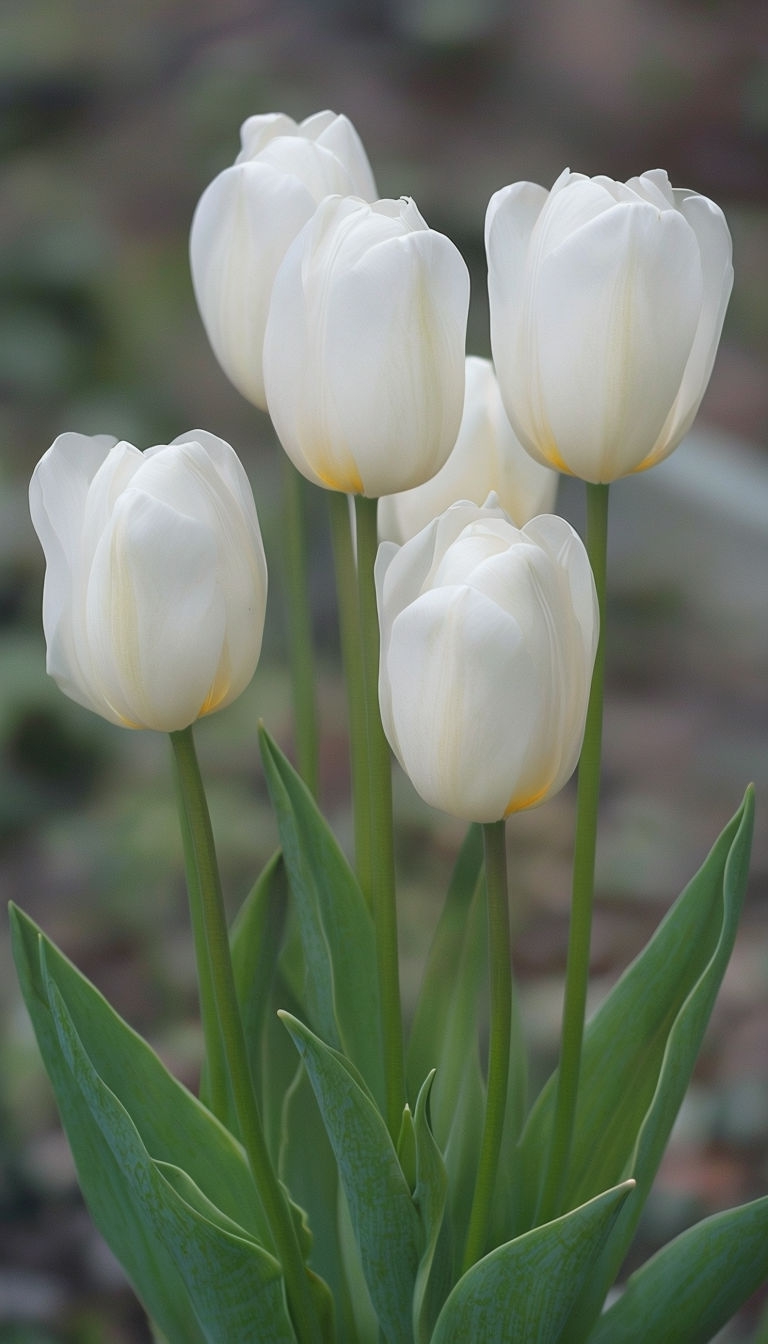 Elegant White Tulips in Soft Light Botanical Mobile Wallpaper