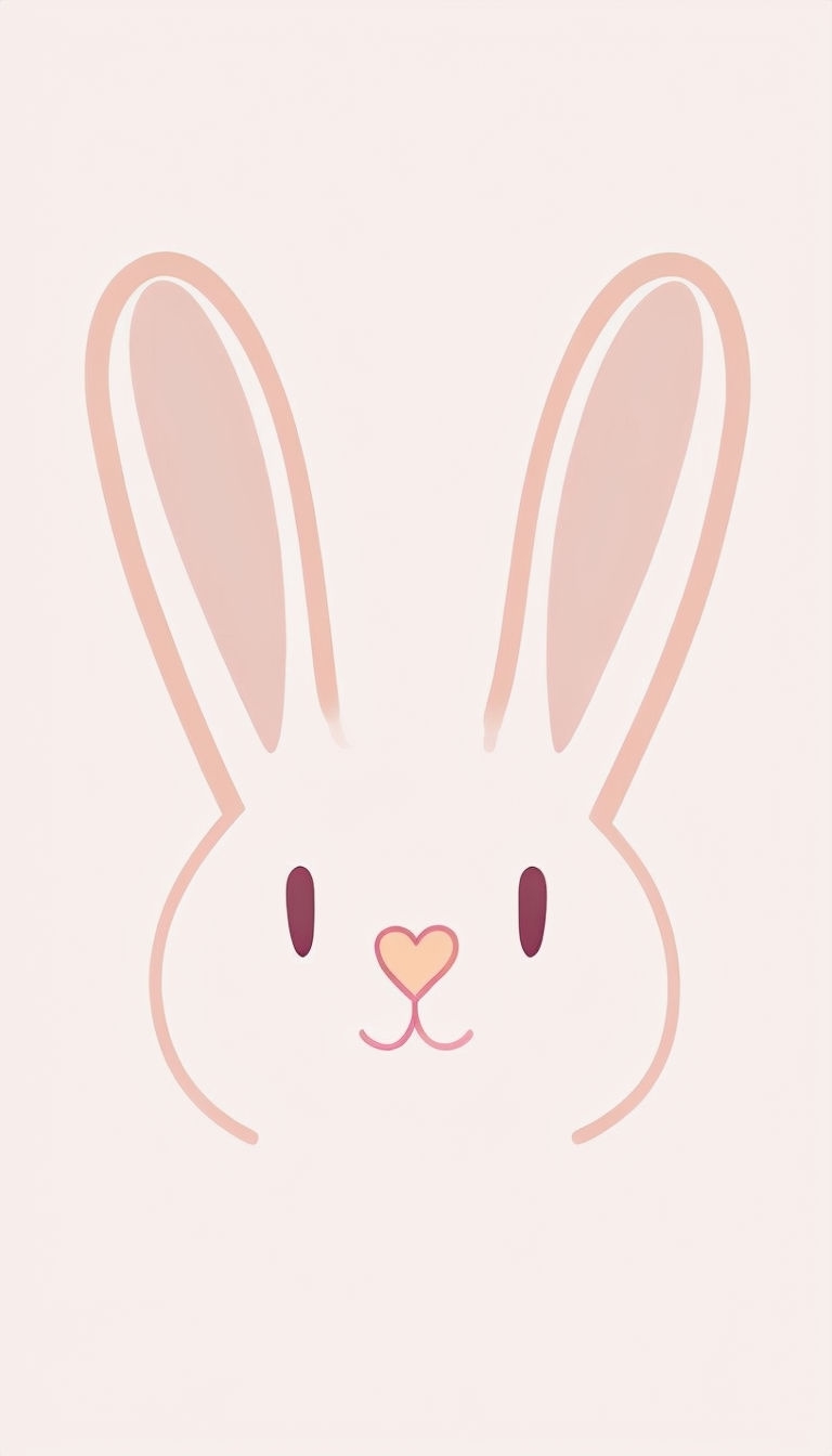 Minimalist Bunny Face Illustration on Blush Background Phone Case Cover