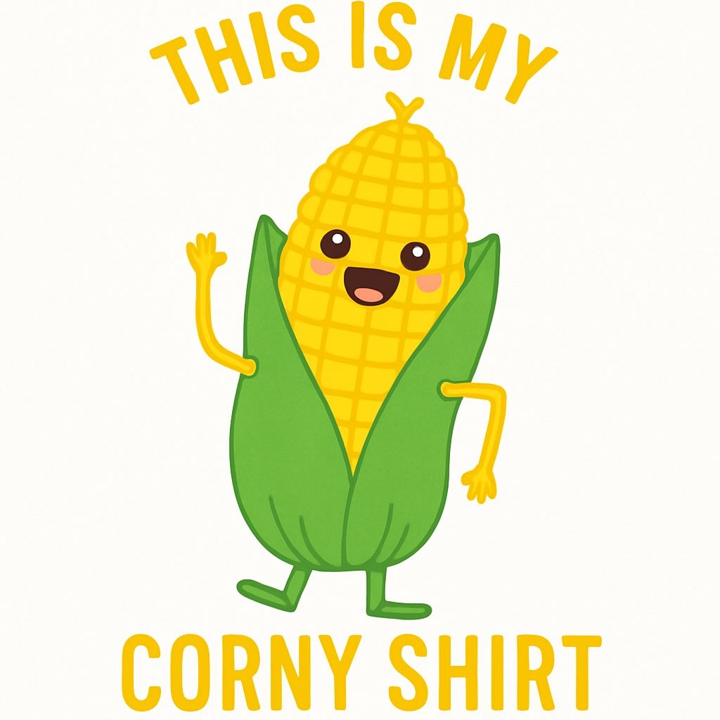 Cheerful Anthropomorphic Corn Character T-Shirt Design
