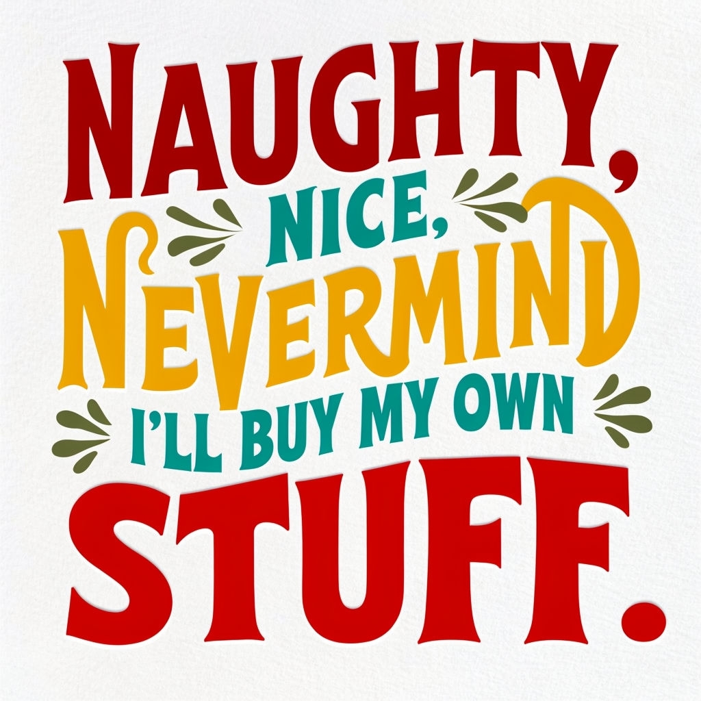 Cheerful Holiday Phrase Naughty Nice I'll Buy My Own Stuff Mug