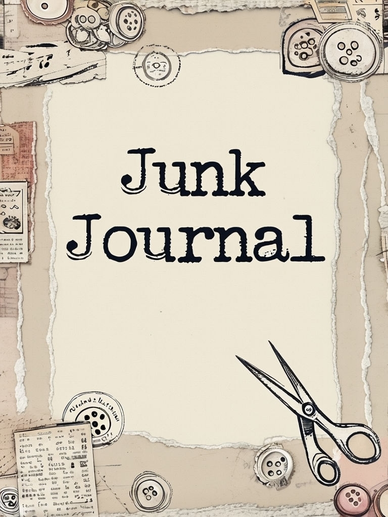 Vintage Junk Journal Collage with Crafty Illustrations EBook Cover