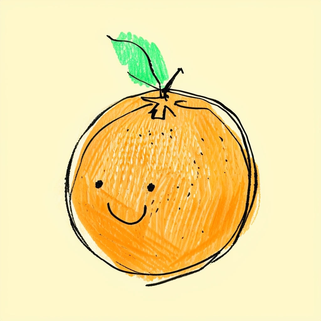 Friendly Smiling Orange Colored Pencil Illustration Sticker