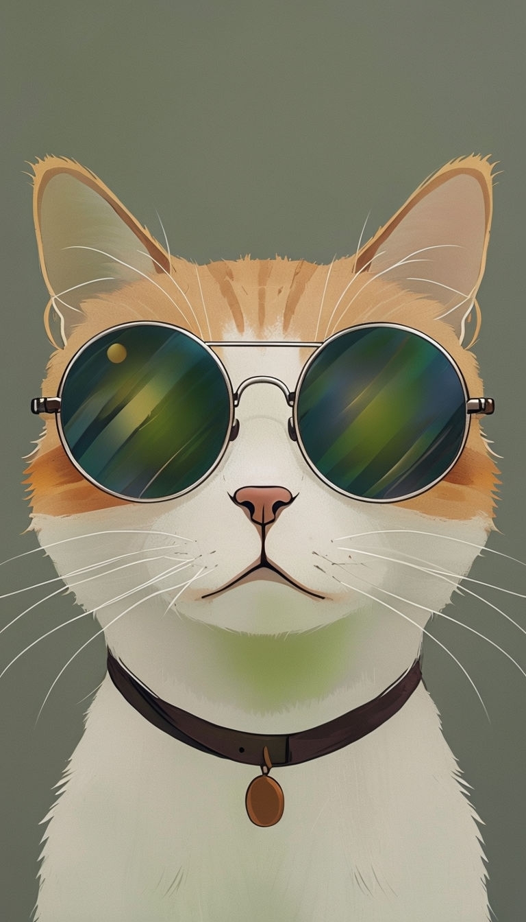 Chic Orange and White Cat with Sunglasses Illustration Phone Case Cover