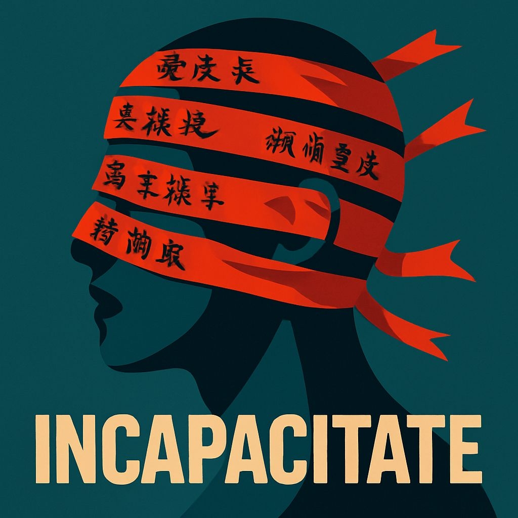 Stylized Human Head with Red Ribbons and Chinese Characters Spotify Album Cover