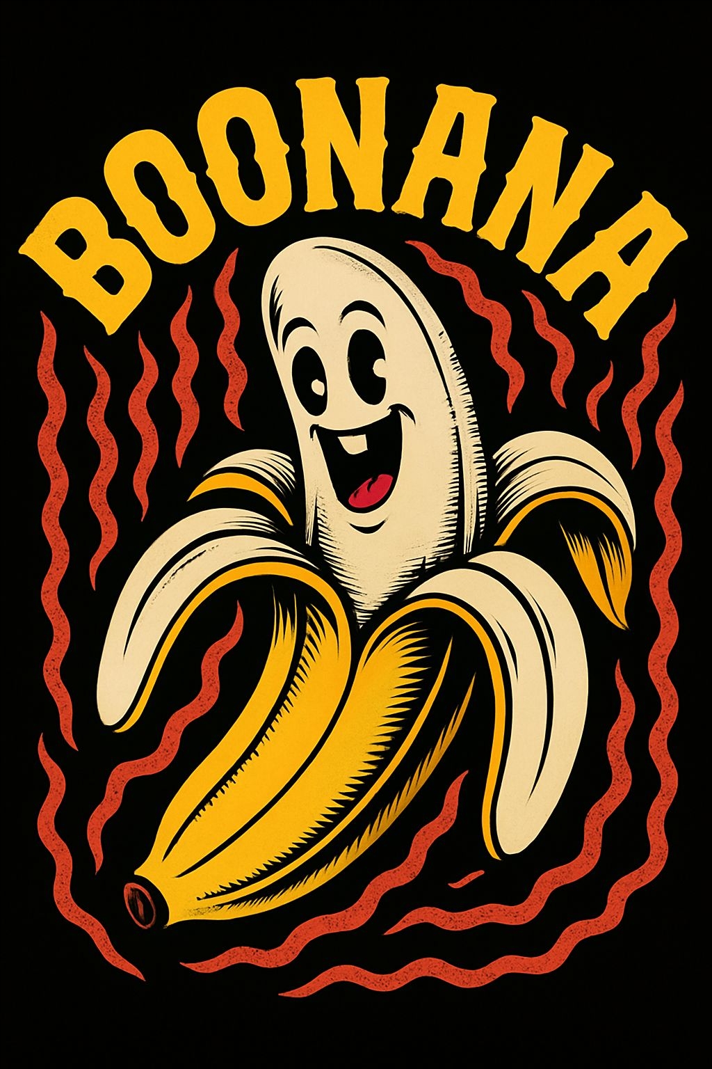 Cheerful Cartoon Banana Boonana Vintage Design T-Shirt