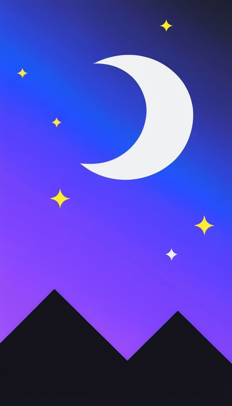 Serene Night Sky with Crescent Moon and Stars Mobile Wallpaper