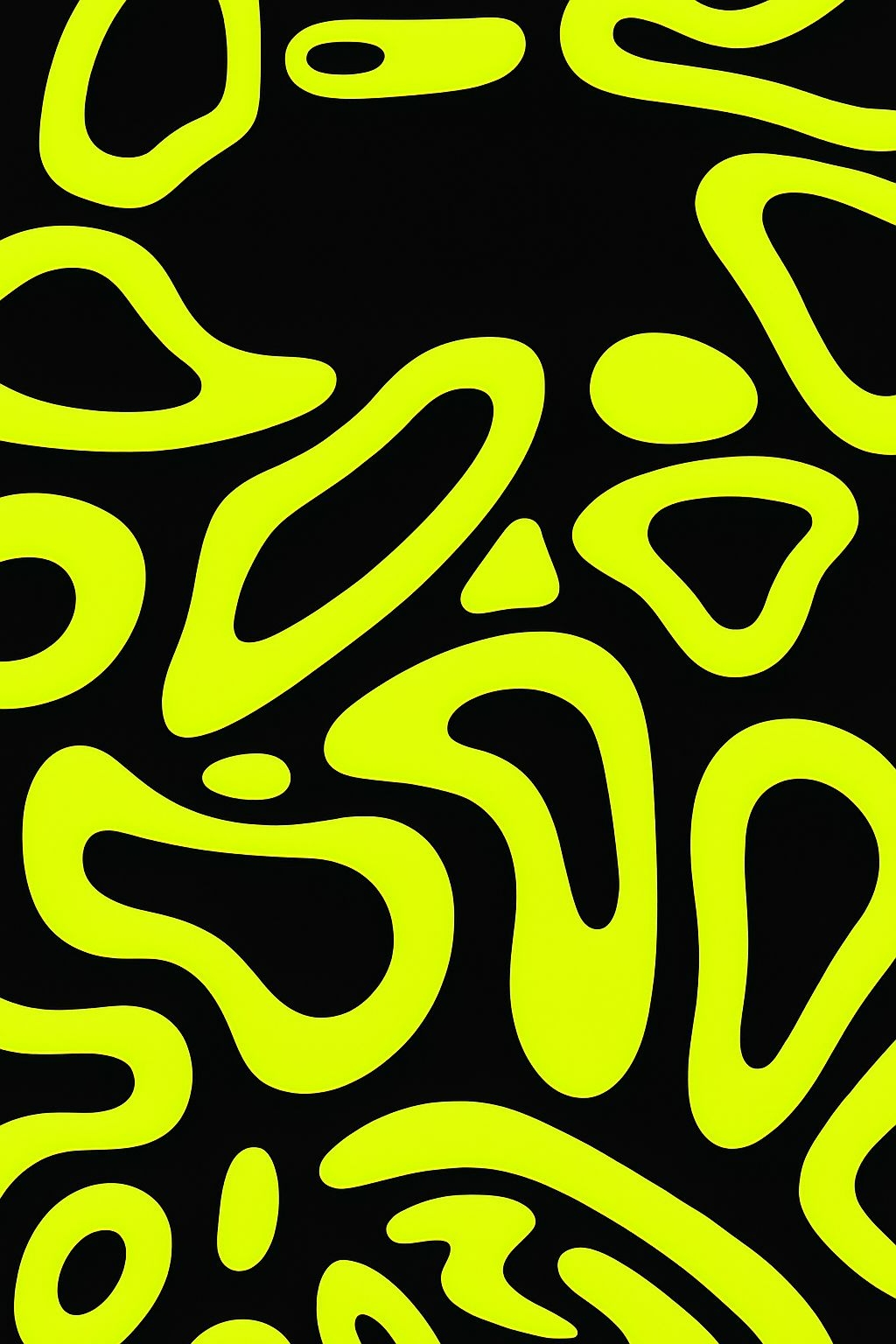 Vibrant Neon Yellow Organic Shapes Abstract T-Shirt