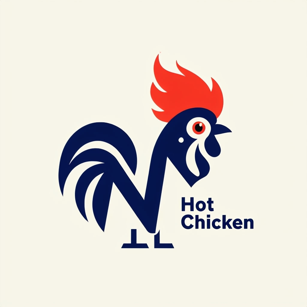 Stylish Minimalist Hot Chicken Rooster Logo Design