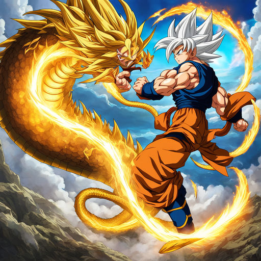 Goku fighting god dragon by 03 นายอชิตพ ล วรพุฒ - Playground