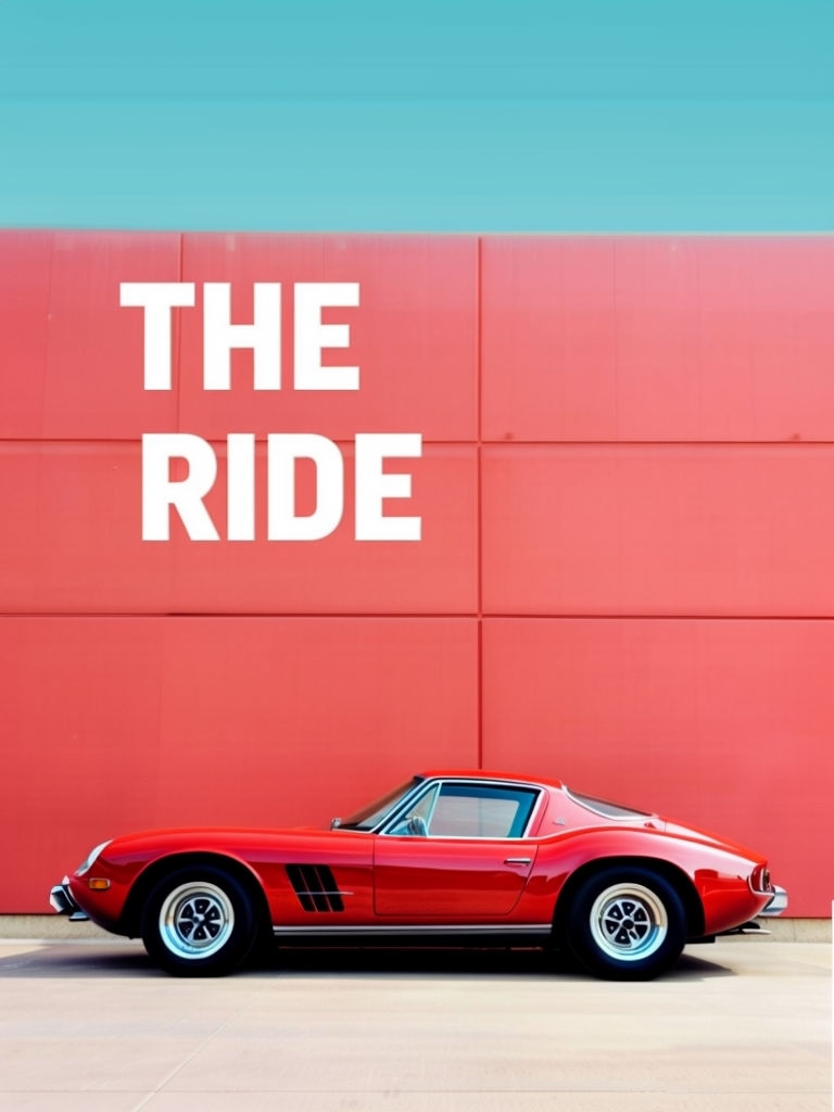 Vintage Red Sports Car Against Coral Wall Minimalist Poster