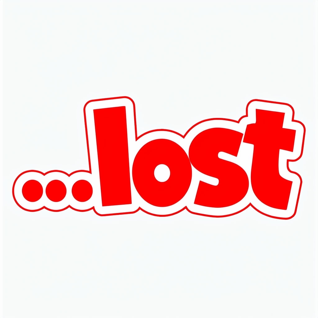 Playful Red '...lost' Cartoon Text Design Sticker