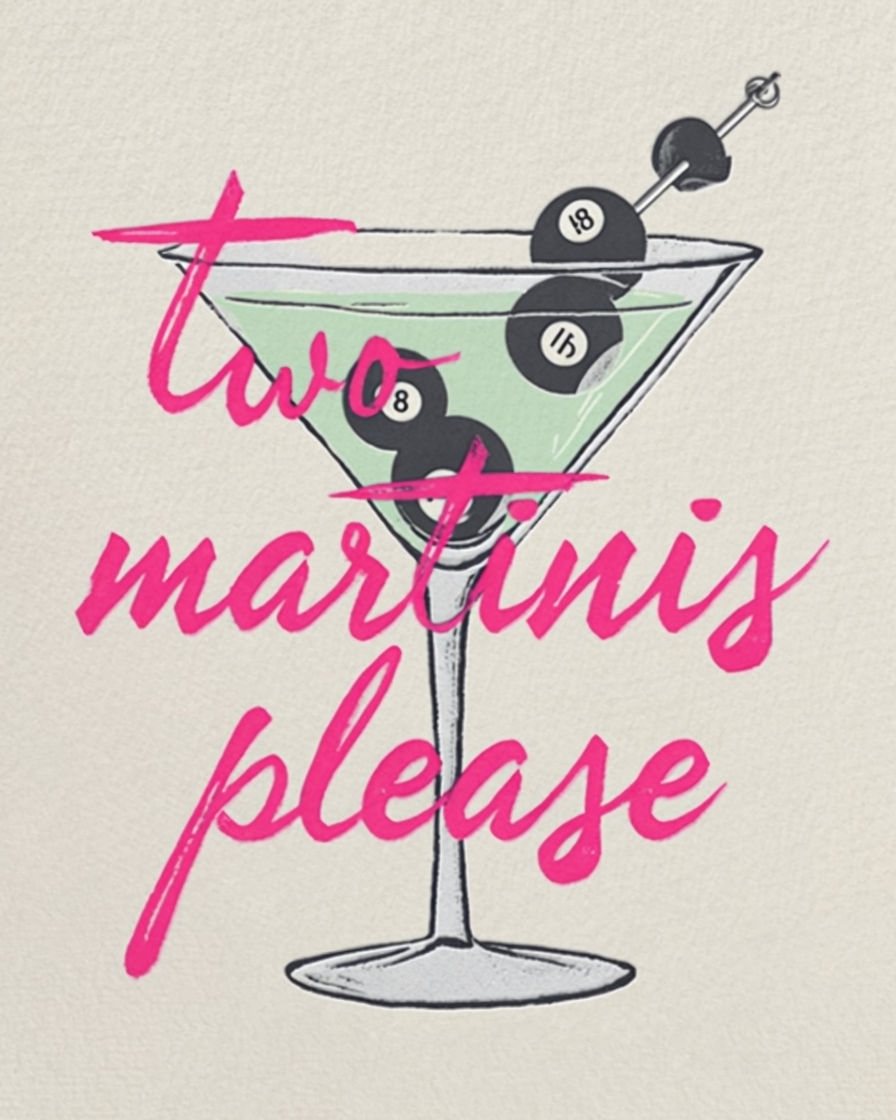 Stylized Two Martinis Please Illustration with Green Drink Poster
