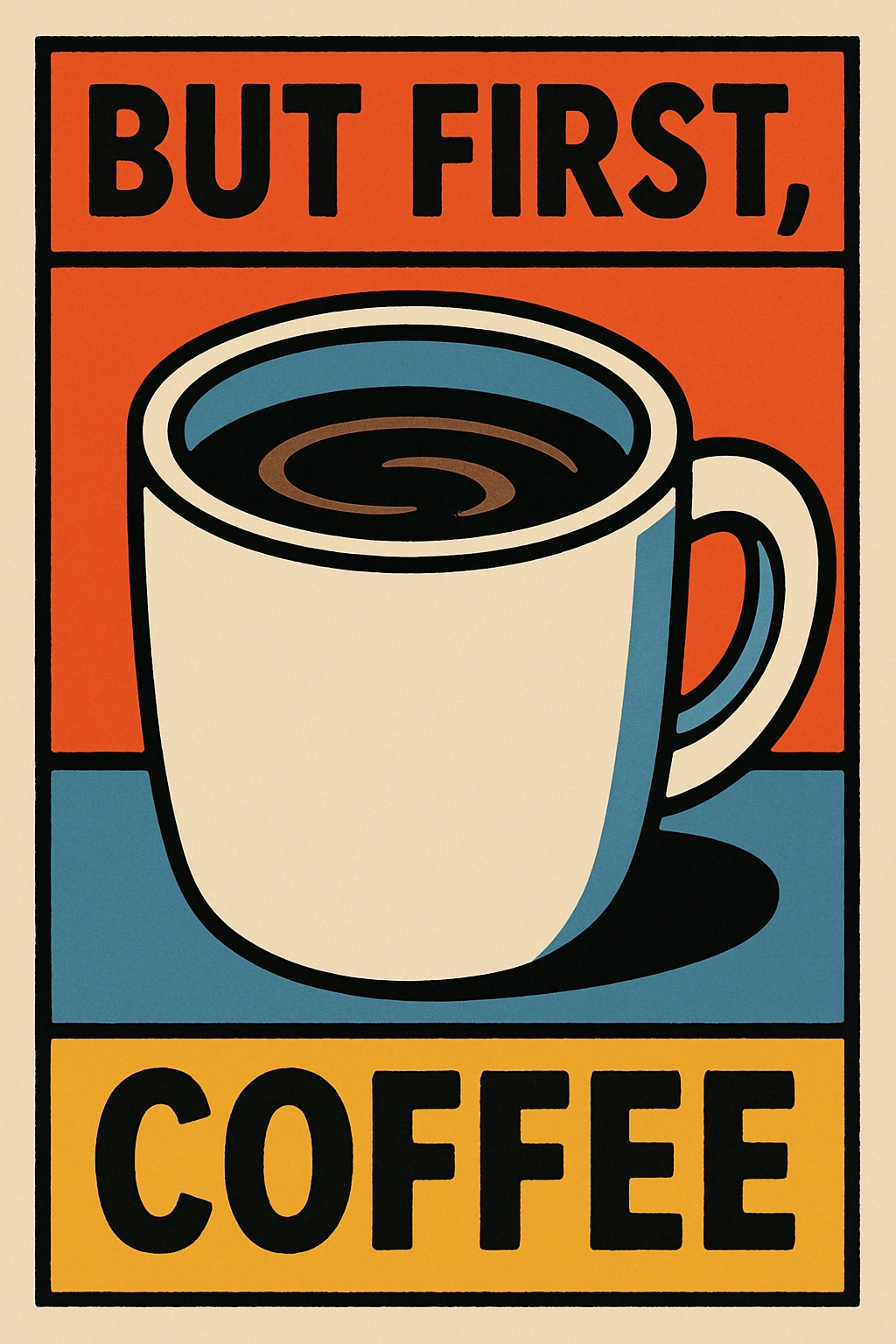 Vintage Retro Coffee Cup Illustration Poster