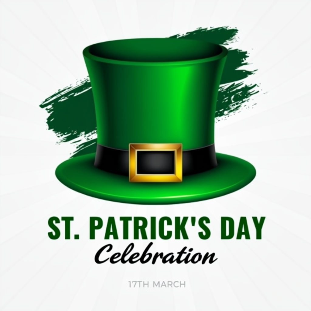 Festive St. Patrick's Day Leprechaun Hat Graphic Design Social Media Post