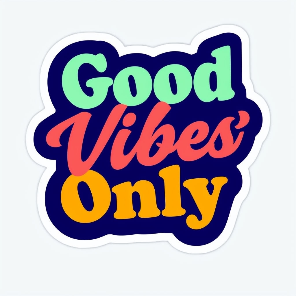 Colorful Good Vibes Only Motivational Sticker Design