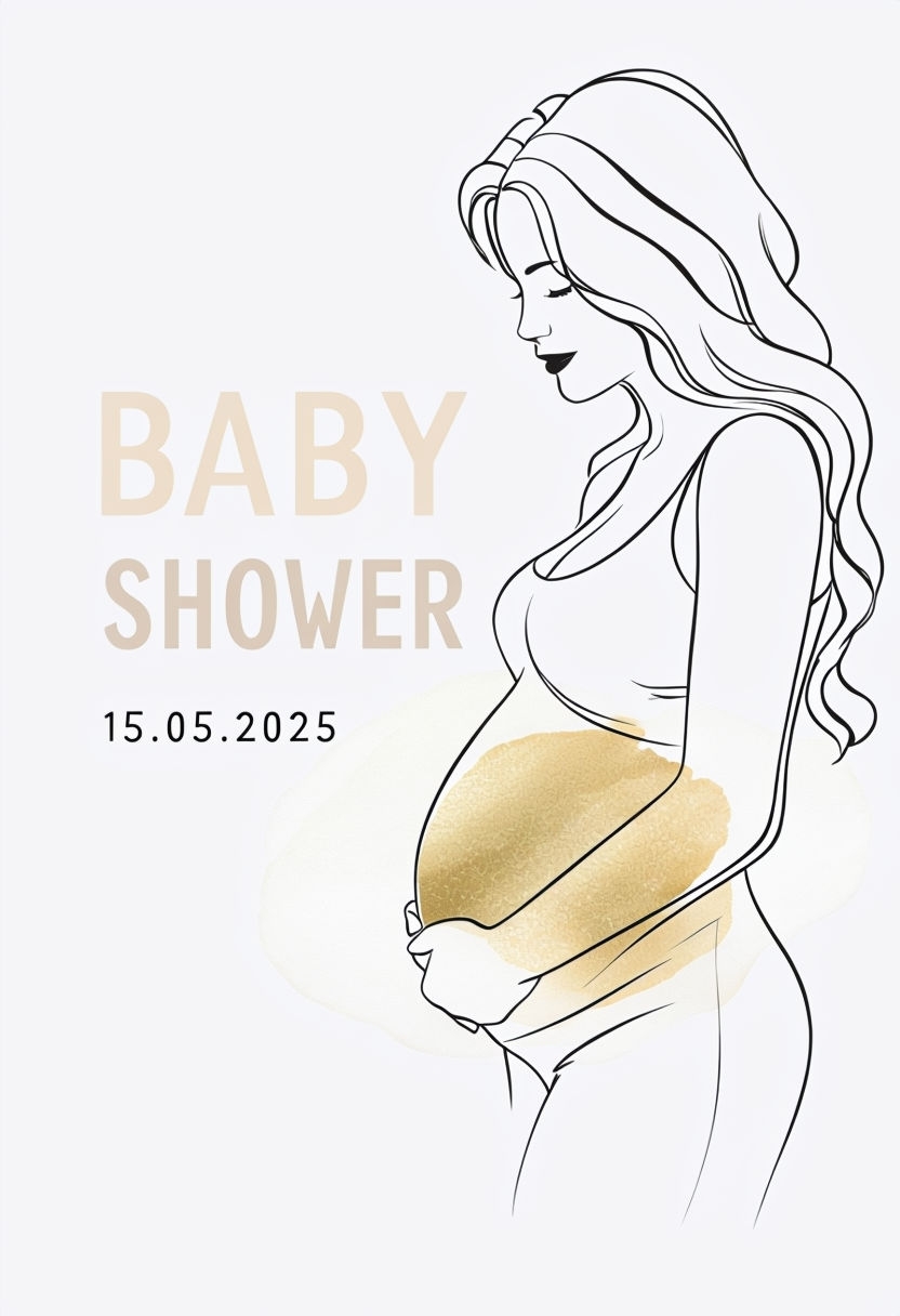 Elegant Minimalist Baby Shower Invitation with Line Art Design