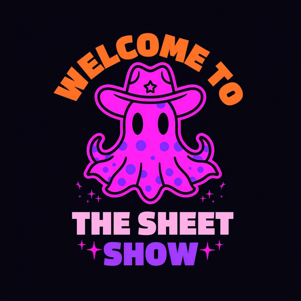 Cartoon Ghost Octopus with Cowboy Hat T-Shirt
