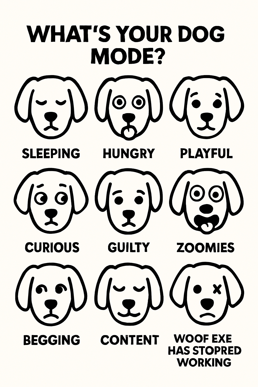 Dog Mood Infographic Featuring Playful Cartoon Illustrations Sticker
