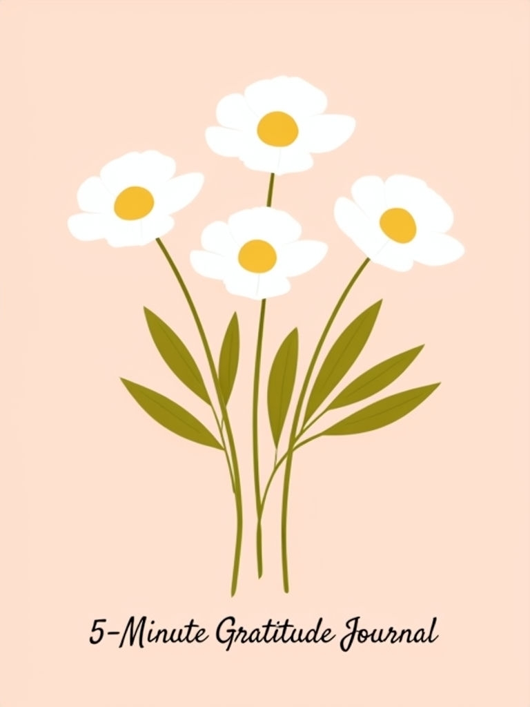 Elegant Minimalist Daisies for 5-Minute Gratitude Journal EBook Cover