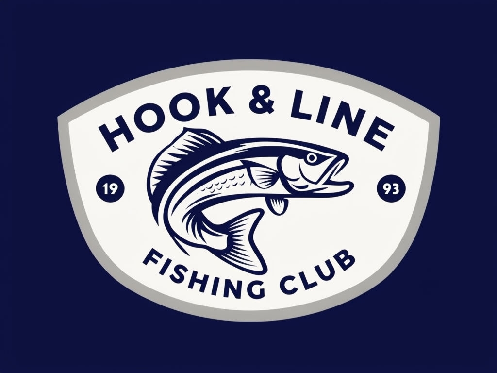 Vintage Hook & Line Fishing Club Logo Design for Hats