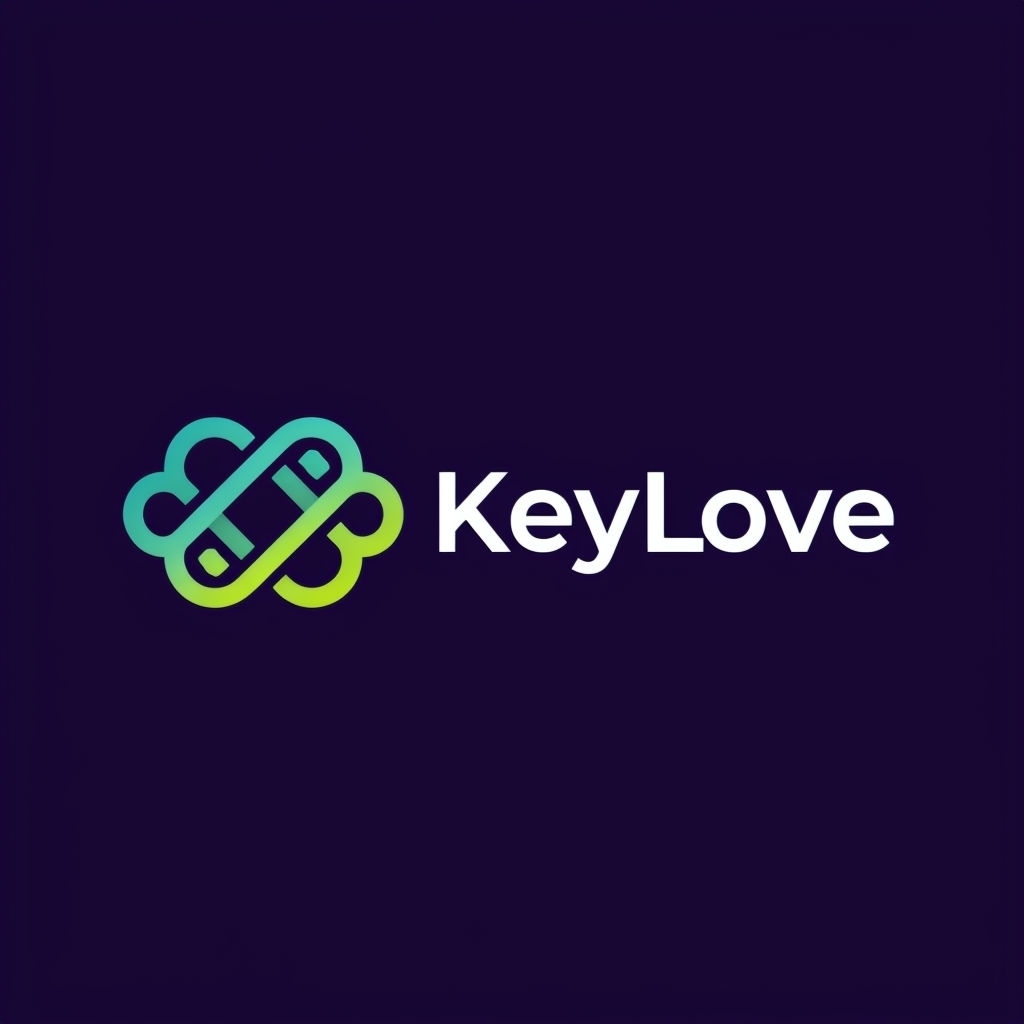 Elegant Modern Heart Shaped KeyLove Logo Design