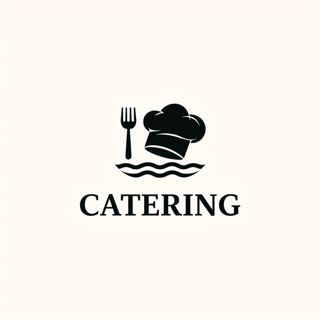 Minimalist Chef Hat and Fork Catering Logo Design