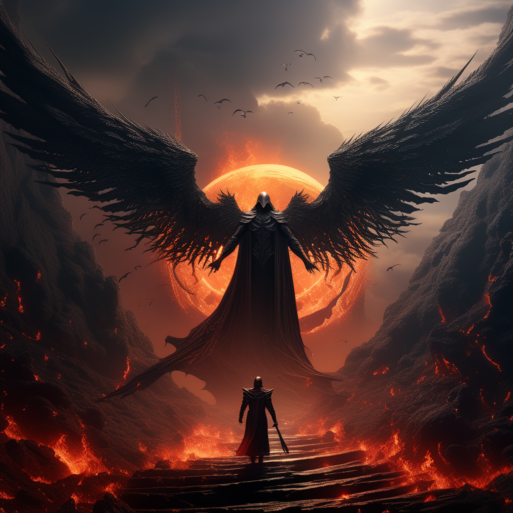 Angel of Death Flying pit of lava surrounded by darkness wit... by Nate ...