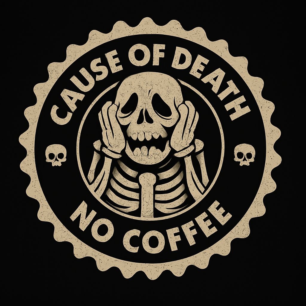Screaming Skeleton Vintage Coffee Warning Emblem Mug