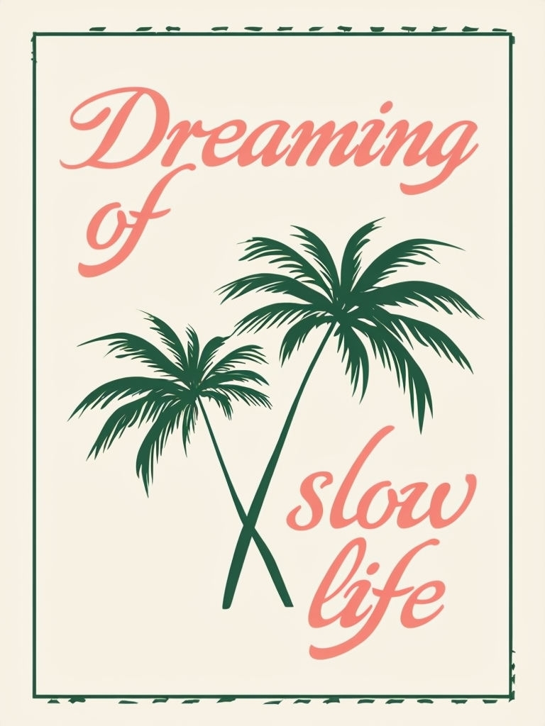 Dreaming of a Slow Life Minimalist Palm Trees T-Shirt
