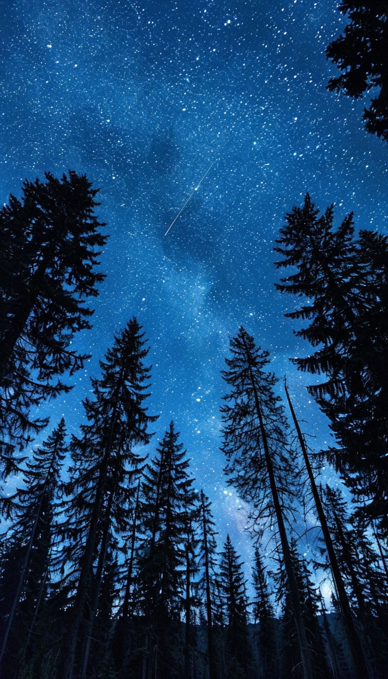 Majestic Starry Night Sky Over Coniferous Forest Mobile Wallpaper