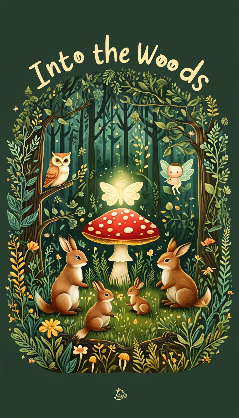 Whimsical 'Into the Woods' Enchanted Forest Art Print