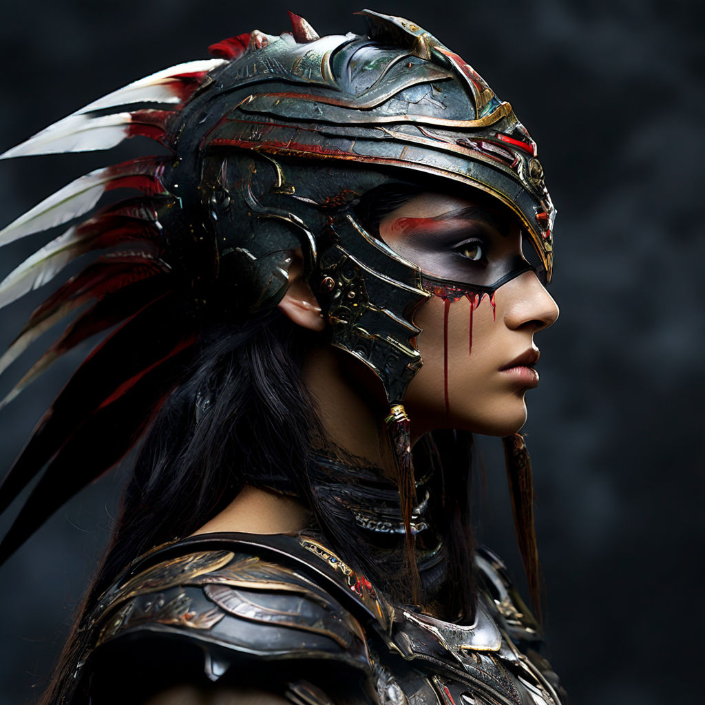 Female warrior ugly profile scar greeek helmet by Emilleion - Playground