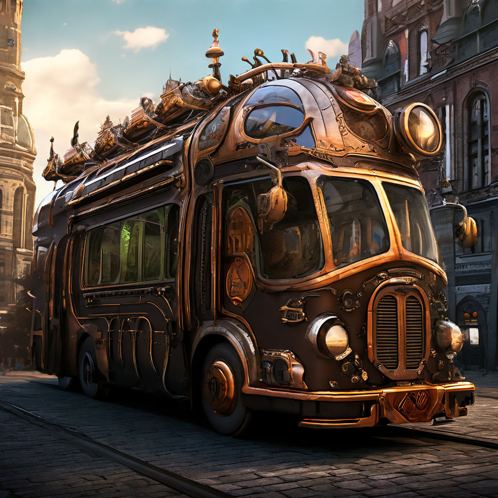 steampunk bus 3D Look Artificial Intelligence Art Steampunk School Bus 4 by Rose  Santuci-Sofranko