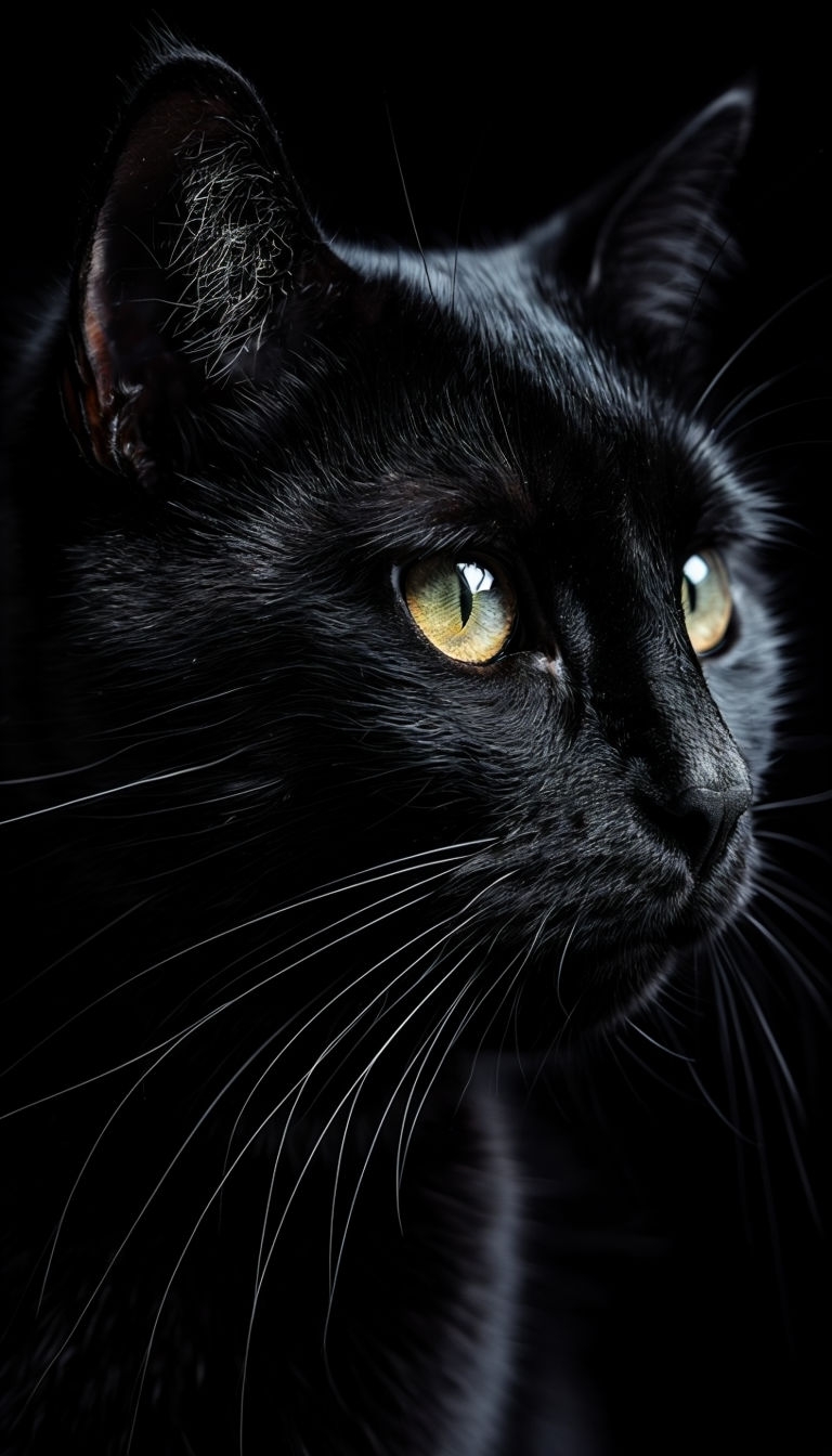 Intimate Portrait of a Black Cat with Striking Eyes Art