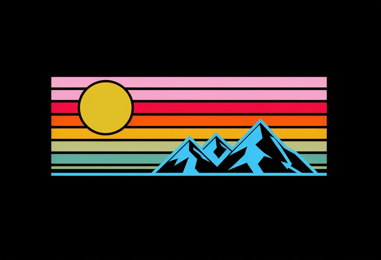 Vintage Sunset Mountain Graphic Design Hat