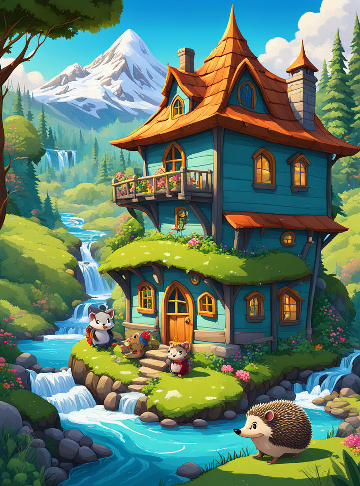 Zootopia-style cartoon hedgehog's house nestled on the fores... by ...