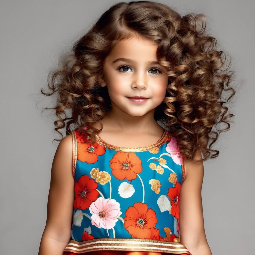 Full body of a really beautiful 5 year old girl with curly l... by ...