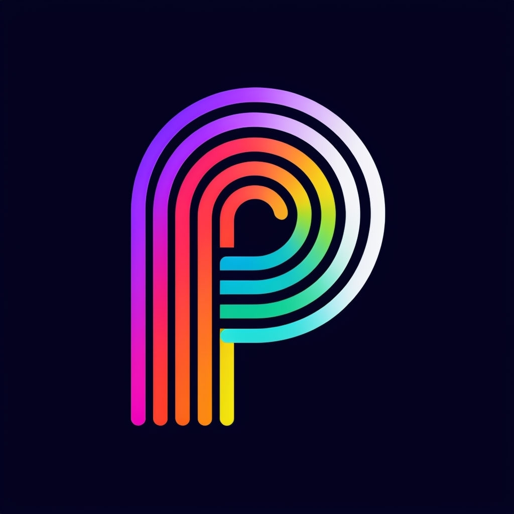 Vibrant Minimalist Letter P Design with Colorful Arcs Monogram