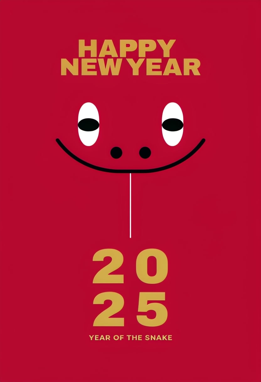 Festive Minimalist Happy New Year Greeting Card Design