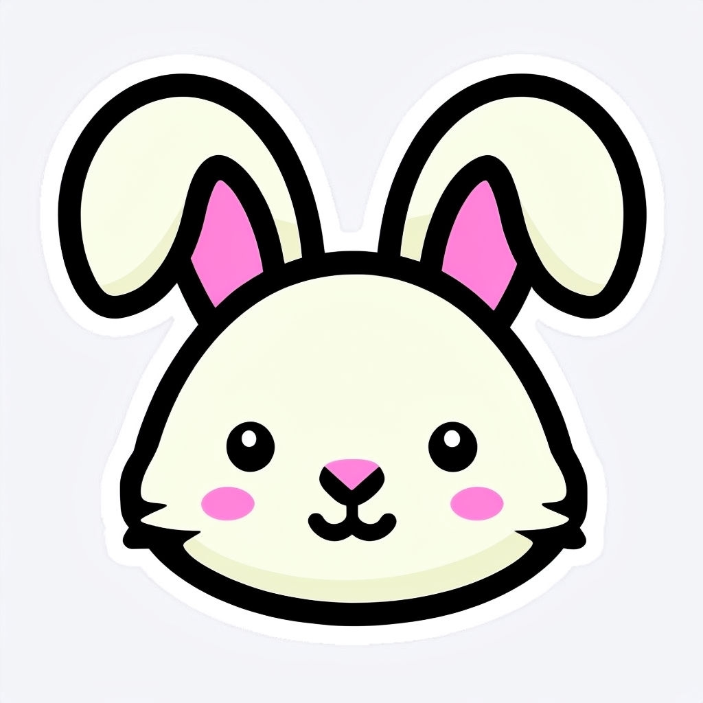 Cute Cream Cartoon Bunny Head Illustration Sticker