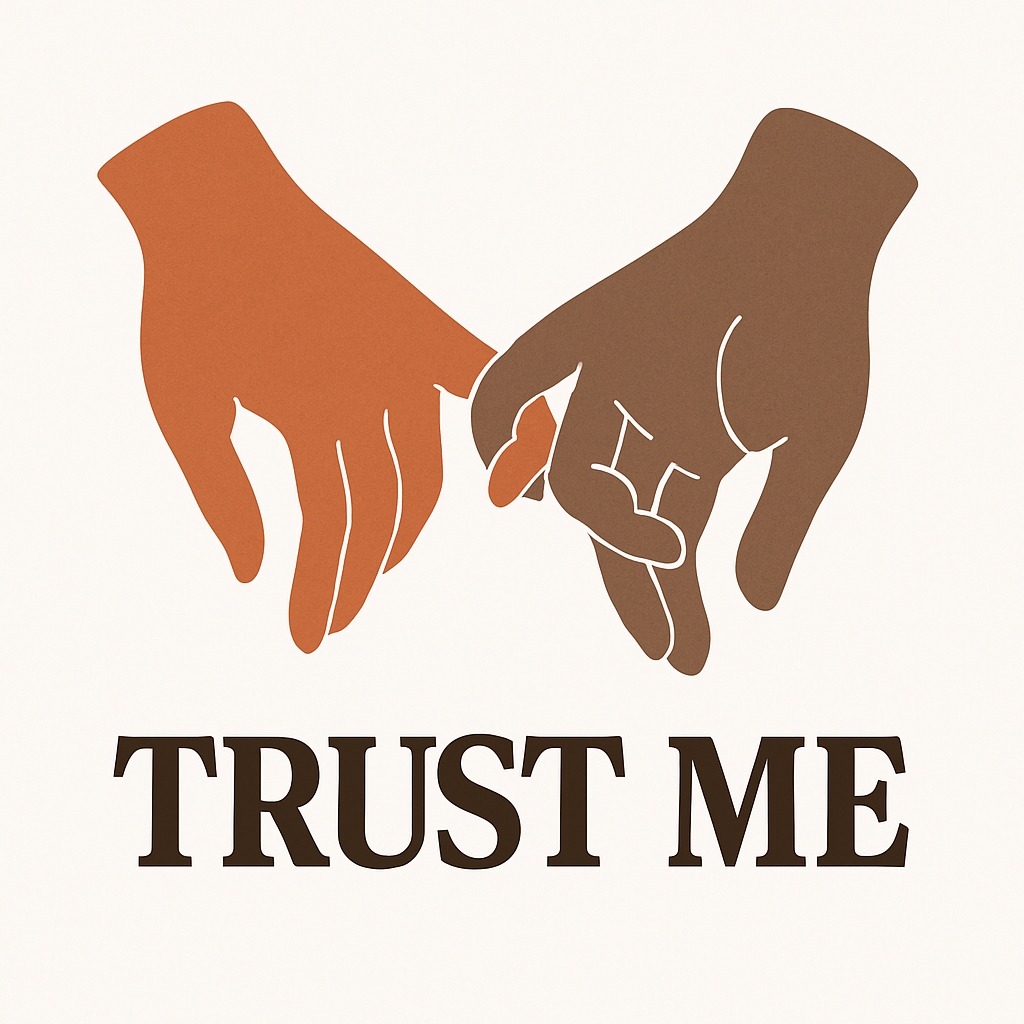 Stylized Hands Holding with Trust Me Text Minimalist Mug